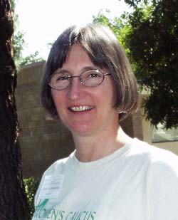 Jeanne, our candidate for California State Treasurer, takes a stroll around campus